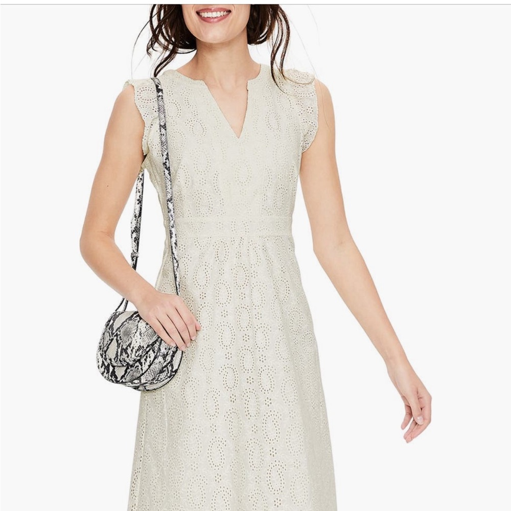 Boden Ivory Floral Eyelet Midi Dress